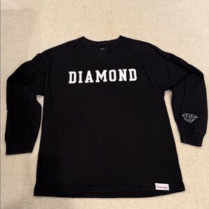 Diamond Men’s Black Long Sleeve Shirt 100% Cotton Made In USA
